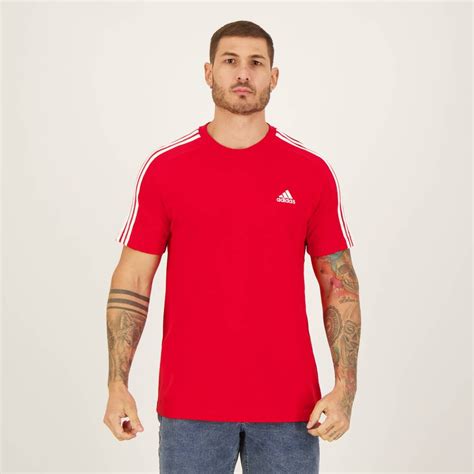 Camiseta Adidas 3 Stripes Vermelha .